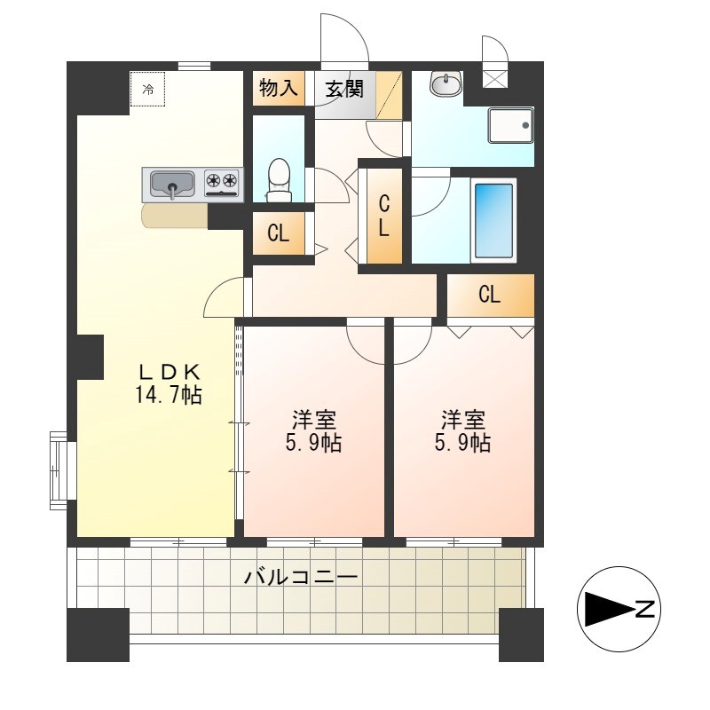 リバーサイド天神 1001号室 間取り