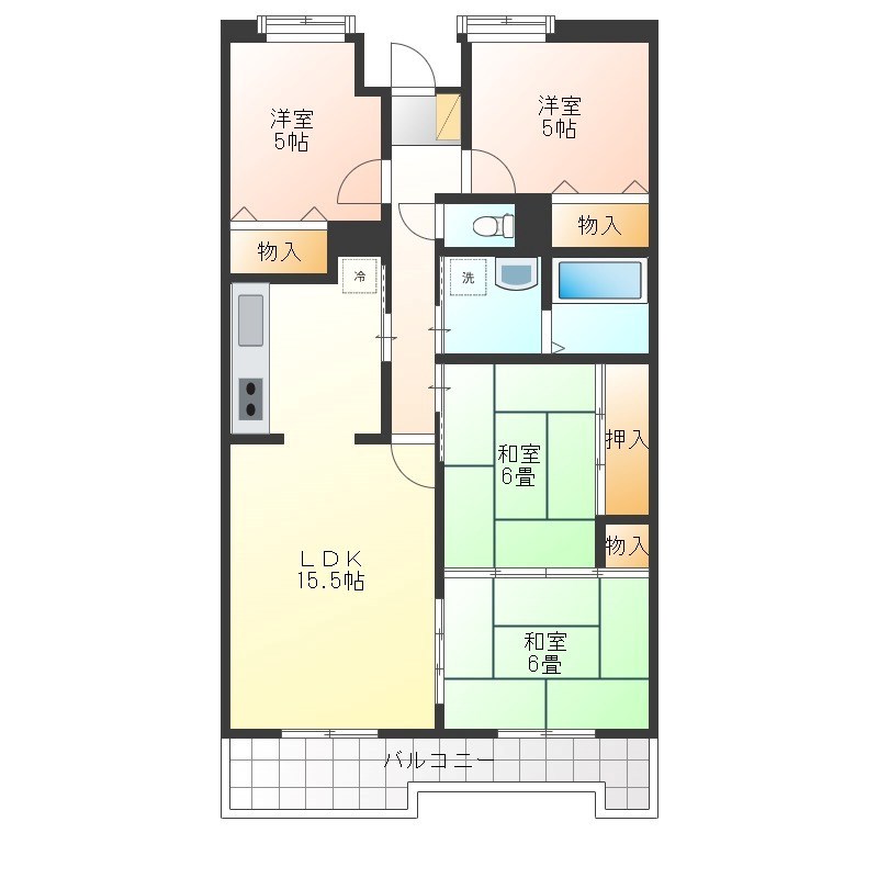 ルミエール薬師寺 306号室 間取り