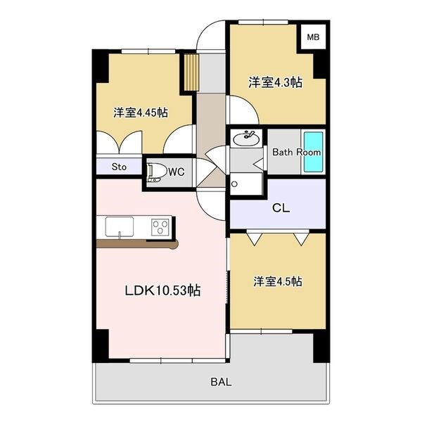 ホーユウパレス宇都宮 10F号室 間取り