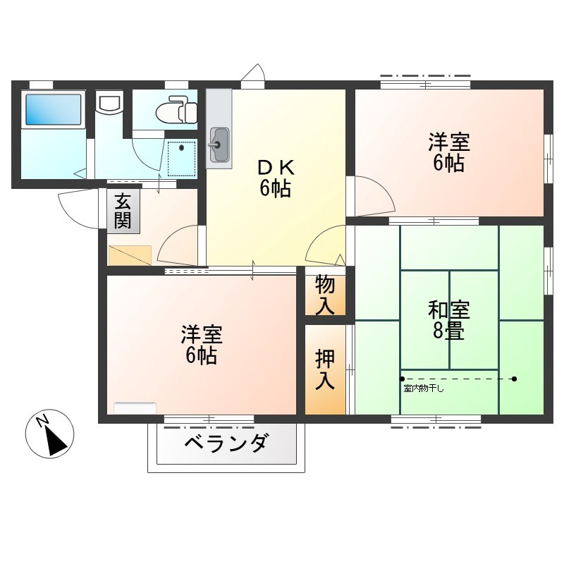 グリムハウスB棟 201号室 間取り