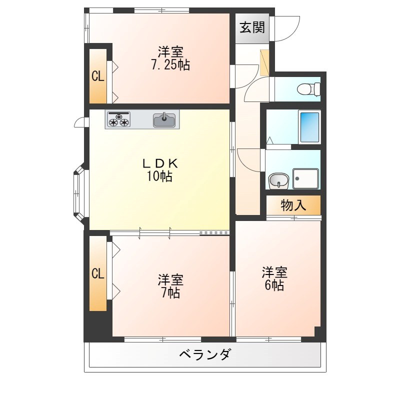 ベルヤナゼ 107号室 間取り