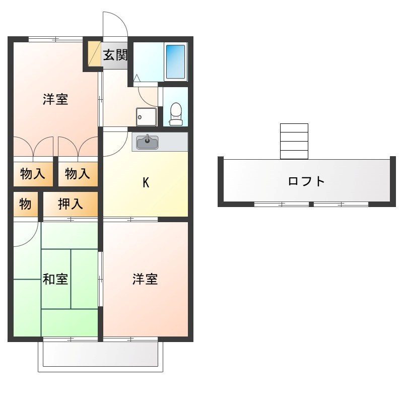 コスモハイツ2　A 203号室 間取り