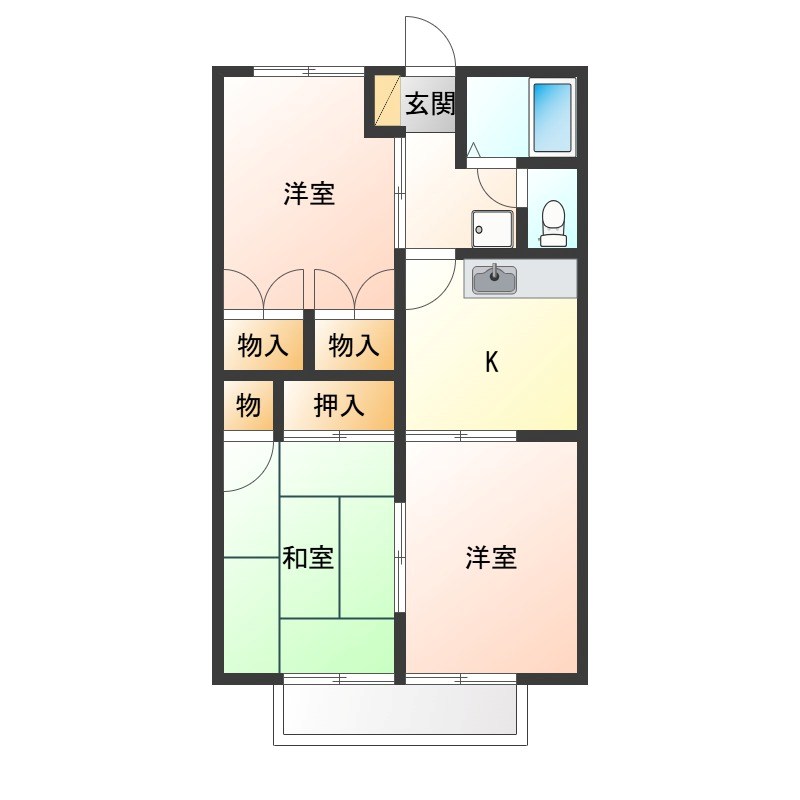 コスモハイツ2　A 103号室 間取り