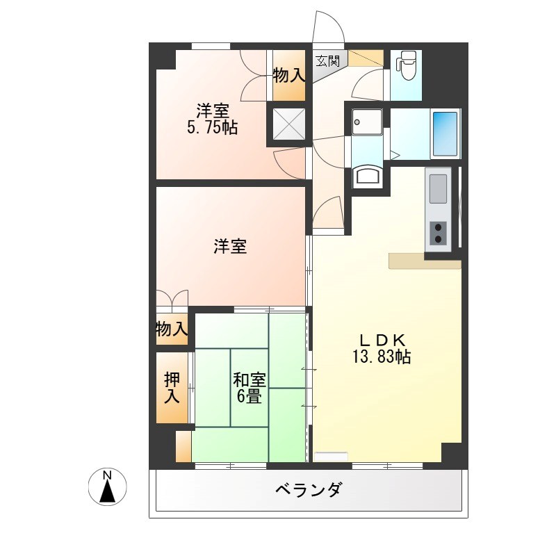 グランドハイツ八幡 502号室 間取り