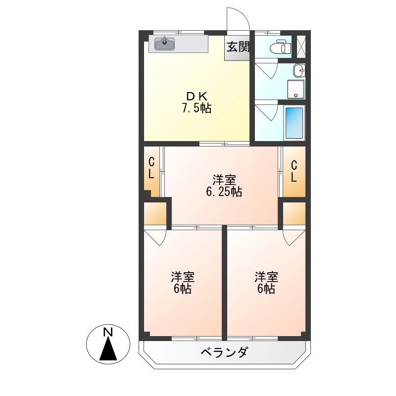 レナジア越戸 202号室 間取り