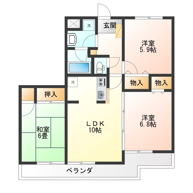 チェリーハイツ 305号室 間取り