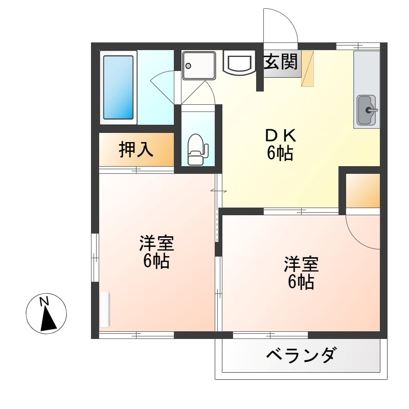 パークハイツ　A 202号室 間取り
