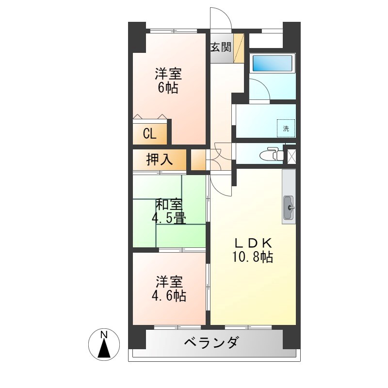 元今泉レジデンス 1003号室 間取り