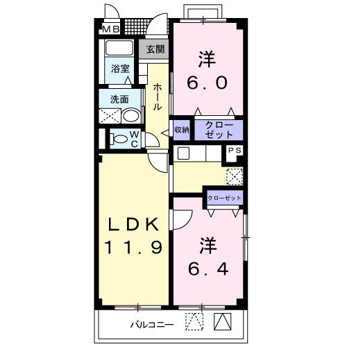 Ｇｏｏｄ　Ｈｉｌｌ 201号室 間取り