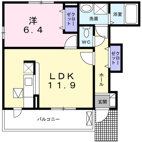 グレースぐみの木 101号室 間取り