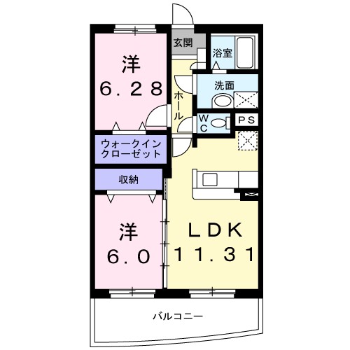 Ｇｏｏｄ　ｈｉｌｌⅡ 302号室 間取り
