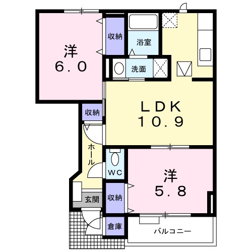 Ｇｏｏｄ　Ｉｍｐｒｅｓｓ　Ｂ 101号室 間取り