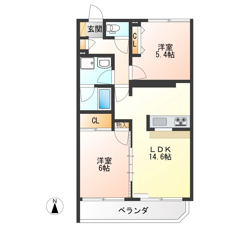 ナイスアーバン下河原 403号室 間取り