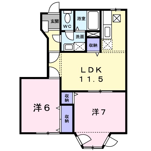 カラジューム雅Ｂ 102号室 間取り