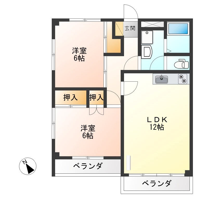 シティ・サンロード 2A号室 間取り