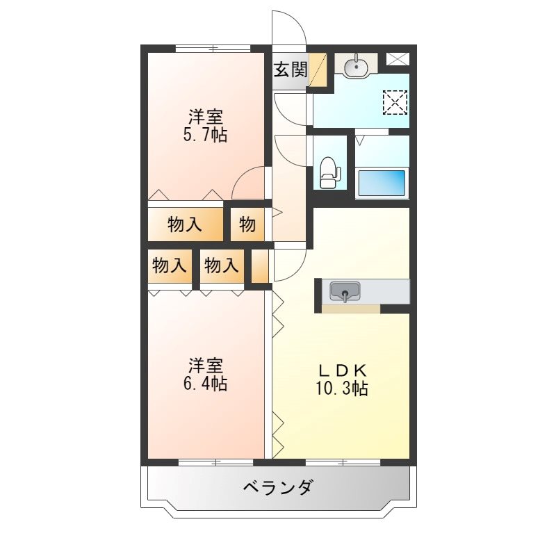 ユーミーしらさぎA 102号室 間取り