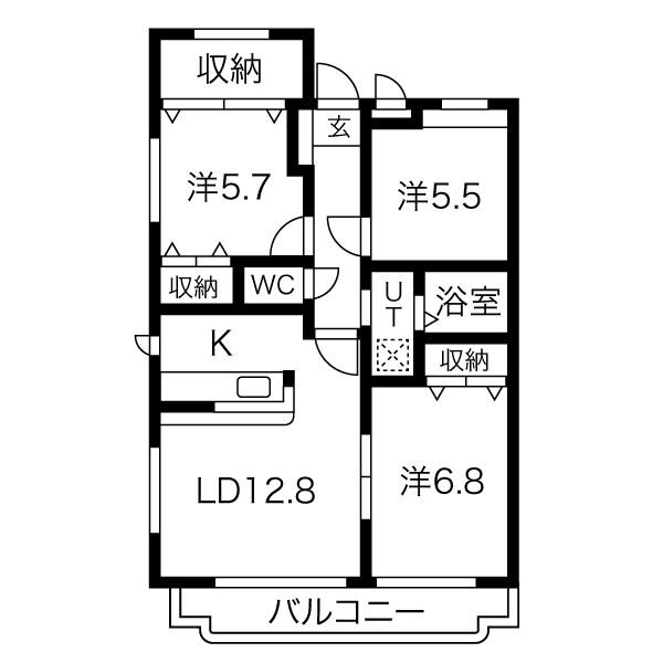 ユーミーしらさぎB 305号室 間取り