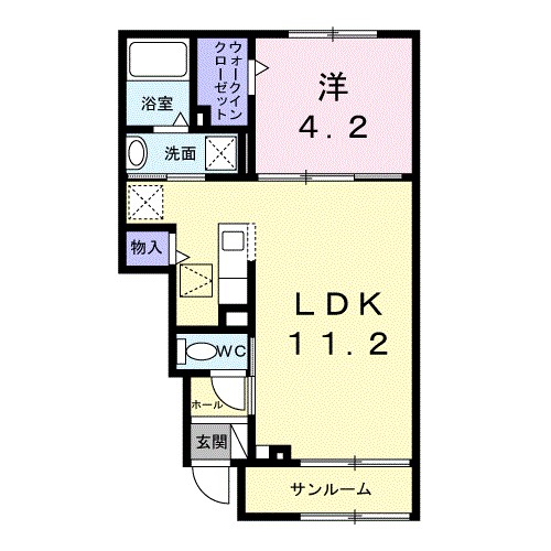 上横田町アパート 103号室 間取り
