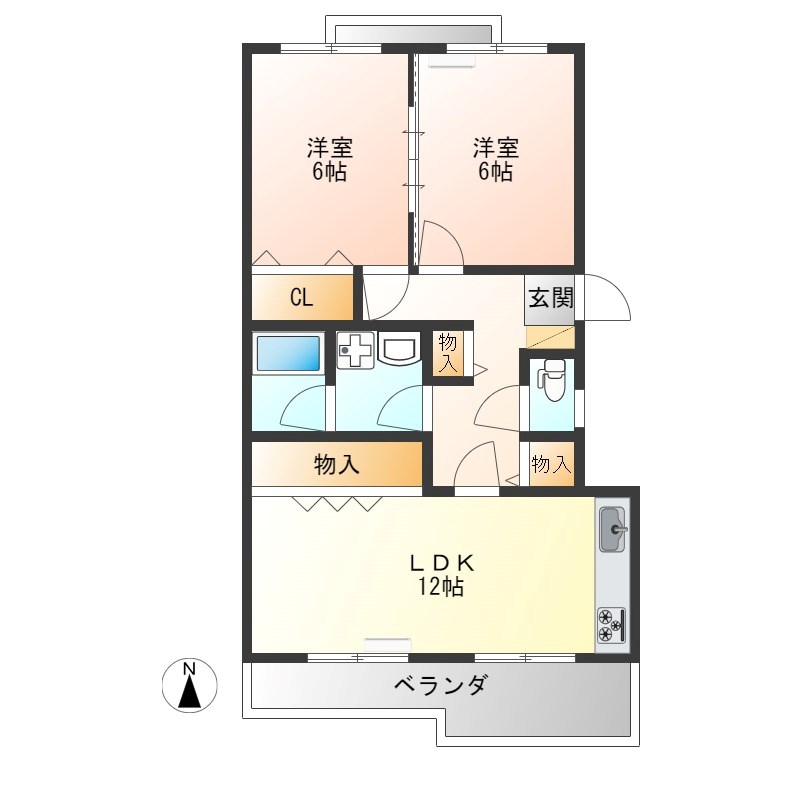 泉が丘クリーンハイツA棟 205号室 間取り