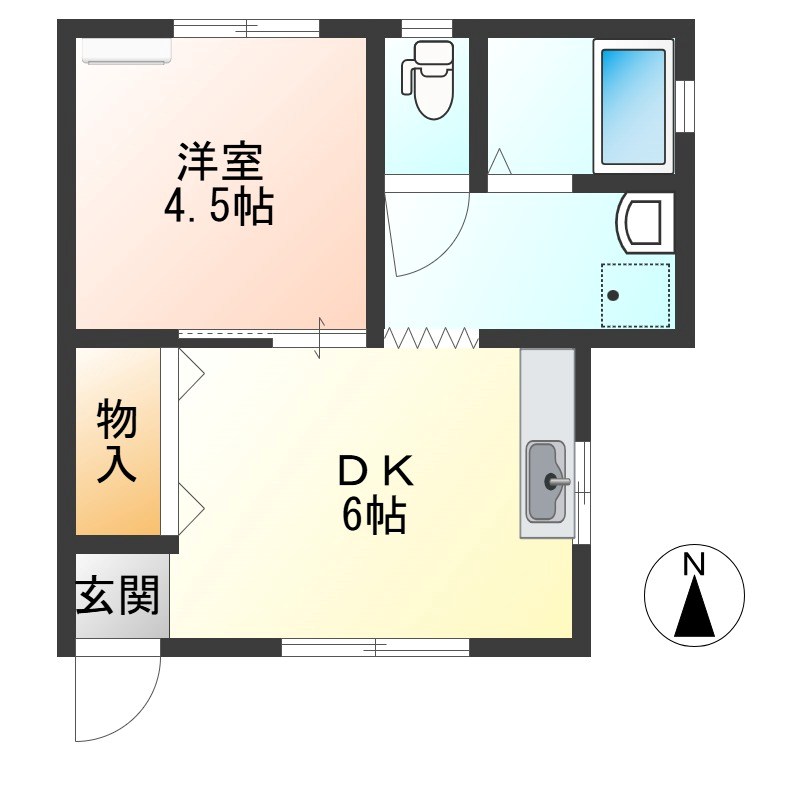 石橋平屋貸家16号棟　連棟 間取り