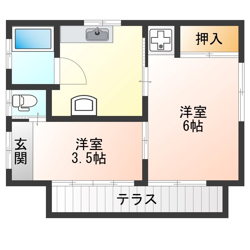 石橋平屋貸家 間取り