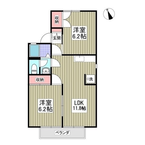 セジュール滝の原B 201号室 間取り