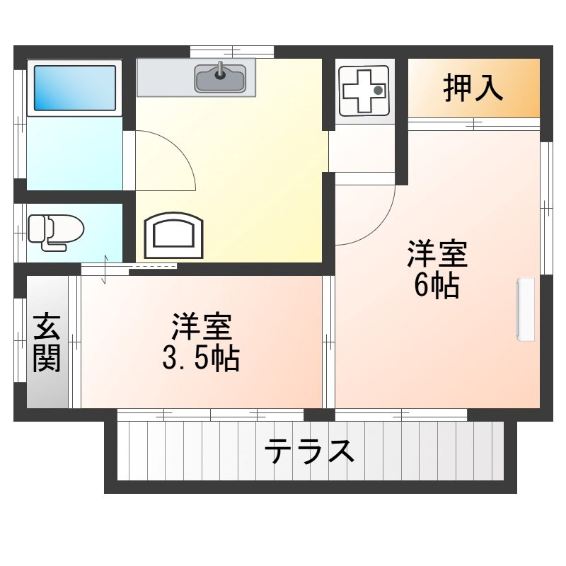 石橋平屋貸家  間取り