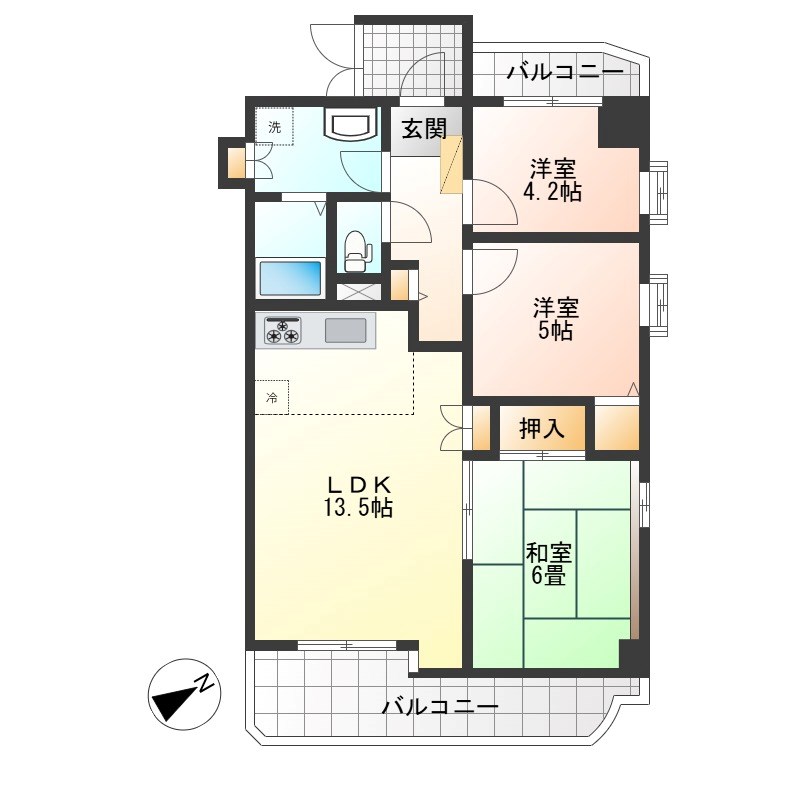 ウイングステイツ御本丸公園 4F号室 間取り