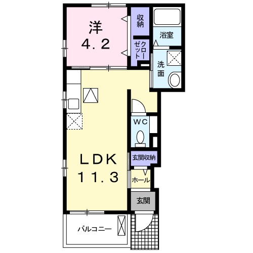 Ｎｏｂｌｅ　ＣａｓａⅠ 101号室 間取り