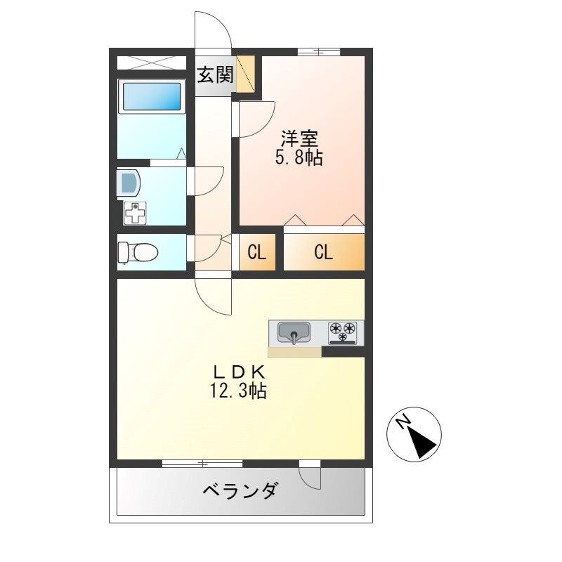 BLUE TREE 下戸祭 407号室 間取り