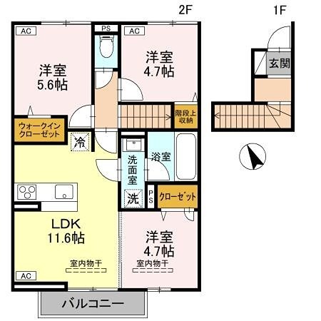 TORISIAS花垣Ⅱ 201号室 間取り