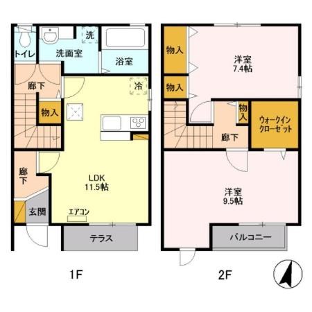 シャテーニュ　C 101号室 間取り
