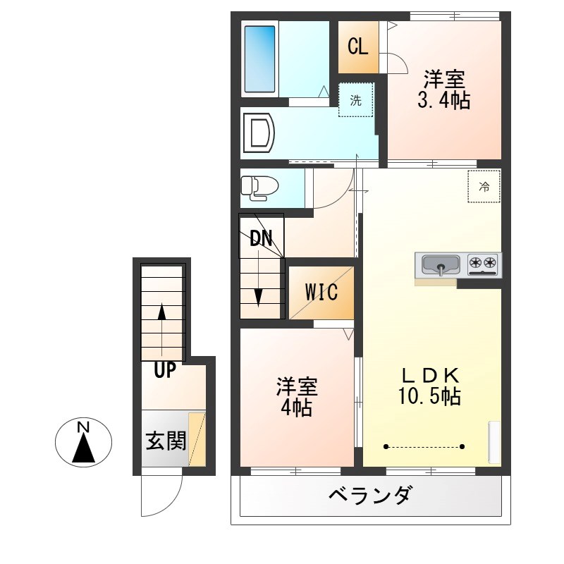 メゾン・ド　luna 201号室 間取り