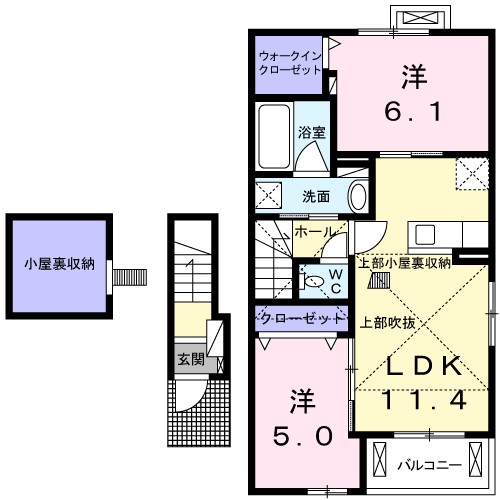 Ｅーフォレスト　Ⅱ棟 203号室 間取り