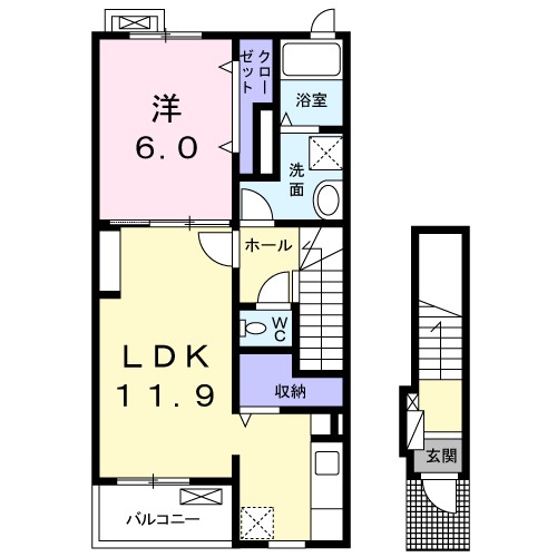 ヴィラ・大堀端Ｃ 202号室 間取り