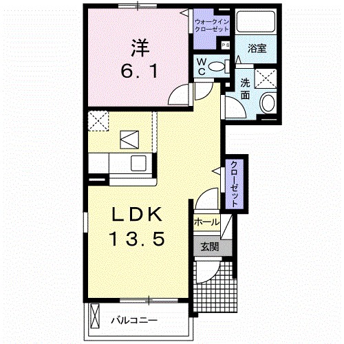 グリシーヌＢ 101号室 間取り