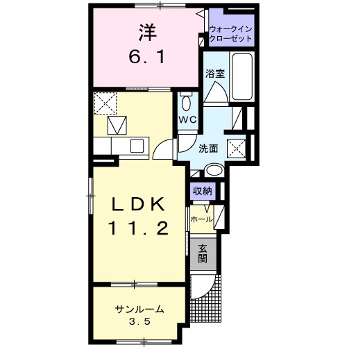 エクセレント・ヴィラ富田Ａ 101号室 間取り