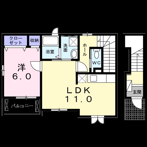 サザンテラス 201号室 間取り