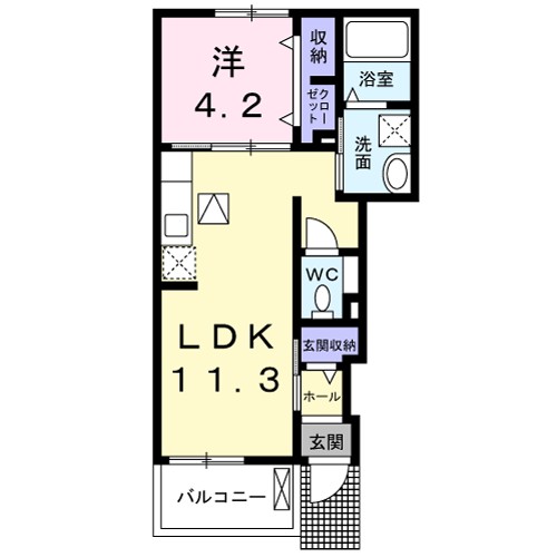 ナナ　Ⅰ 102号室 間取り