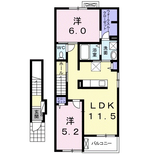 ポポ　Ａ 203号室 間取り