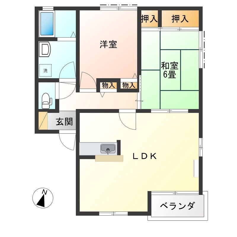 ラフォーレいずみ野B棟 201号室 間取り