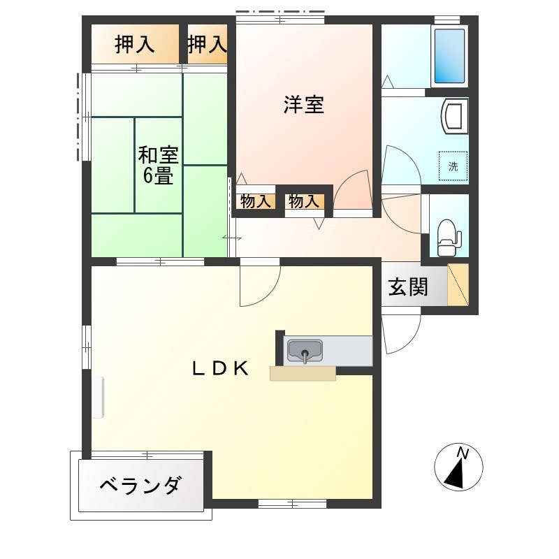 ラフォーレいずみ野B棟 202号室 間取り