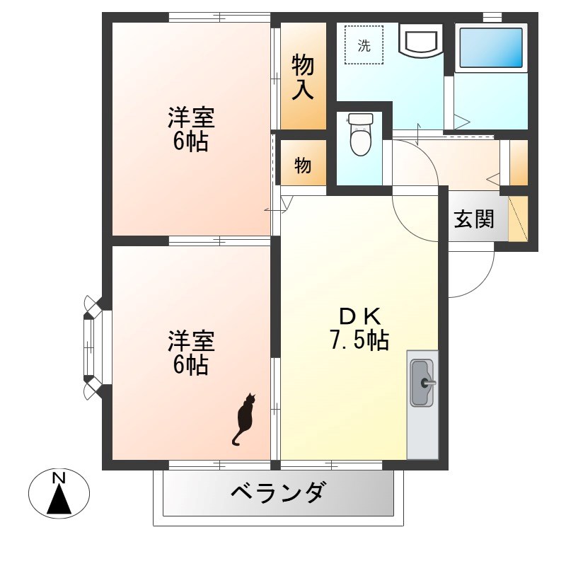 サンハイツアーデルⅤ 102号室 間取り
