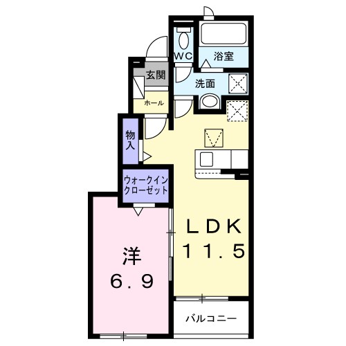 アンフィニ 102号室 間取り