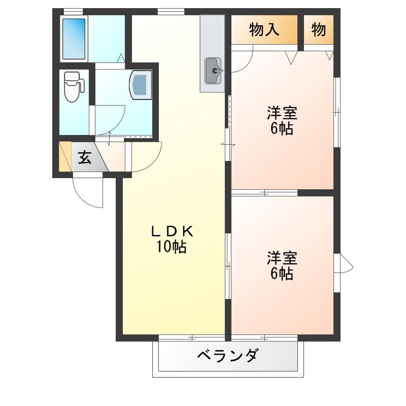 サンハイツ紫陽花館 101号室 間取り