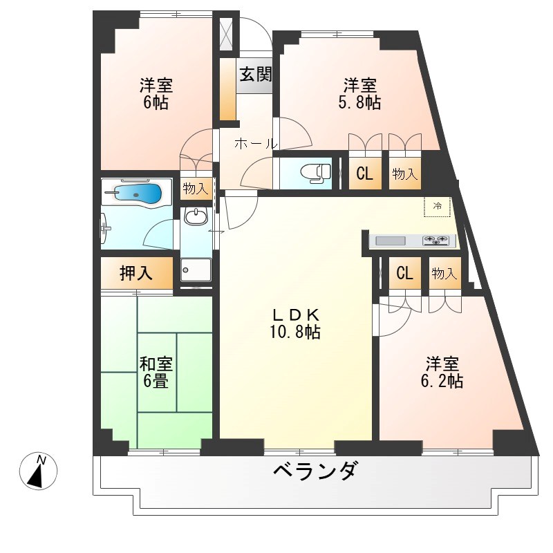 ガーデンコート簗瀬 1103号室 間取り