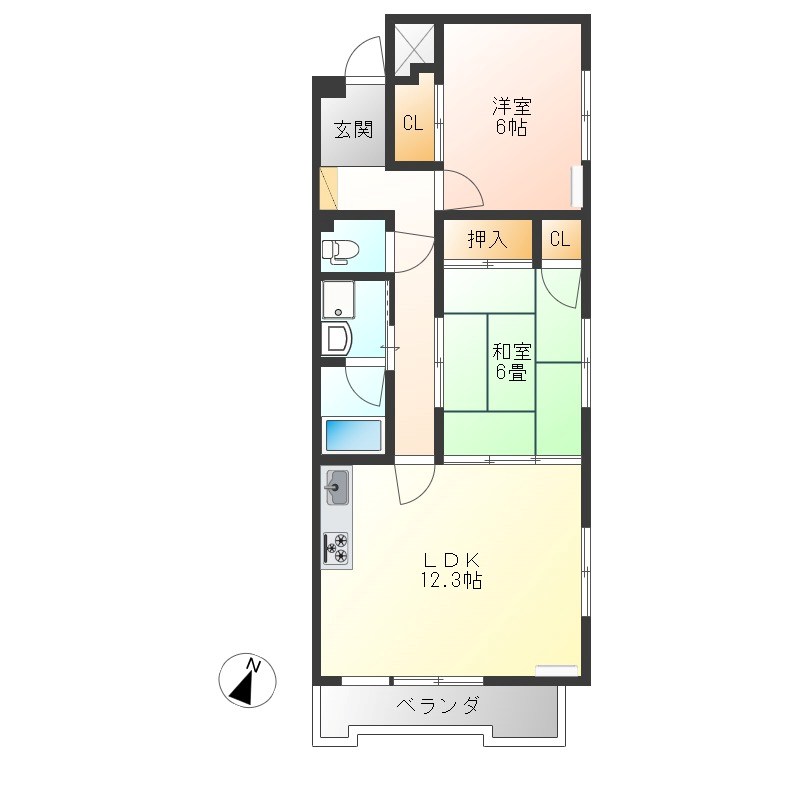 グランビュー・オーク 303号室 間取り