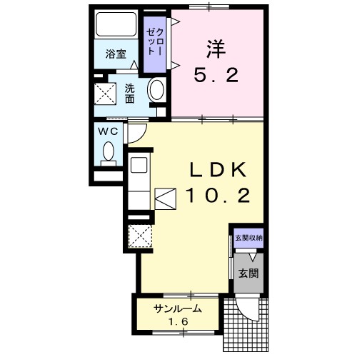 ハピネス 104号室 間取り