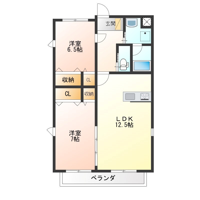 エスポワール宝木 301号室 間取り