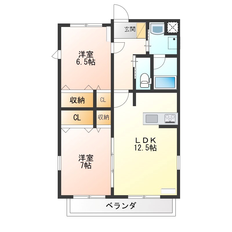 エスポワール宝木 301号室 間取り